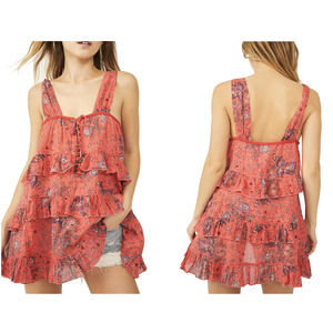 Free People Sunrise Nightie Coral Size XL New